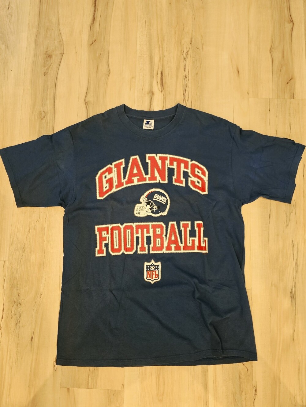 STARTER Vintage Navy Blue NY L Giants Football T-Shirt‎